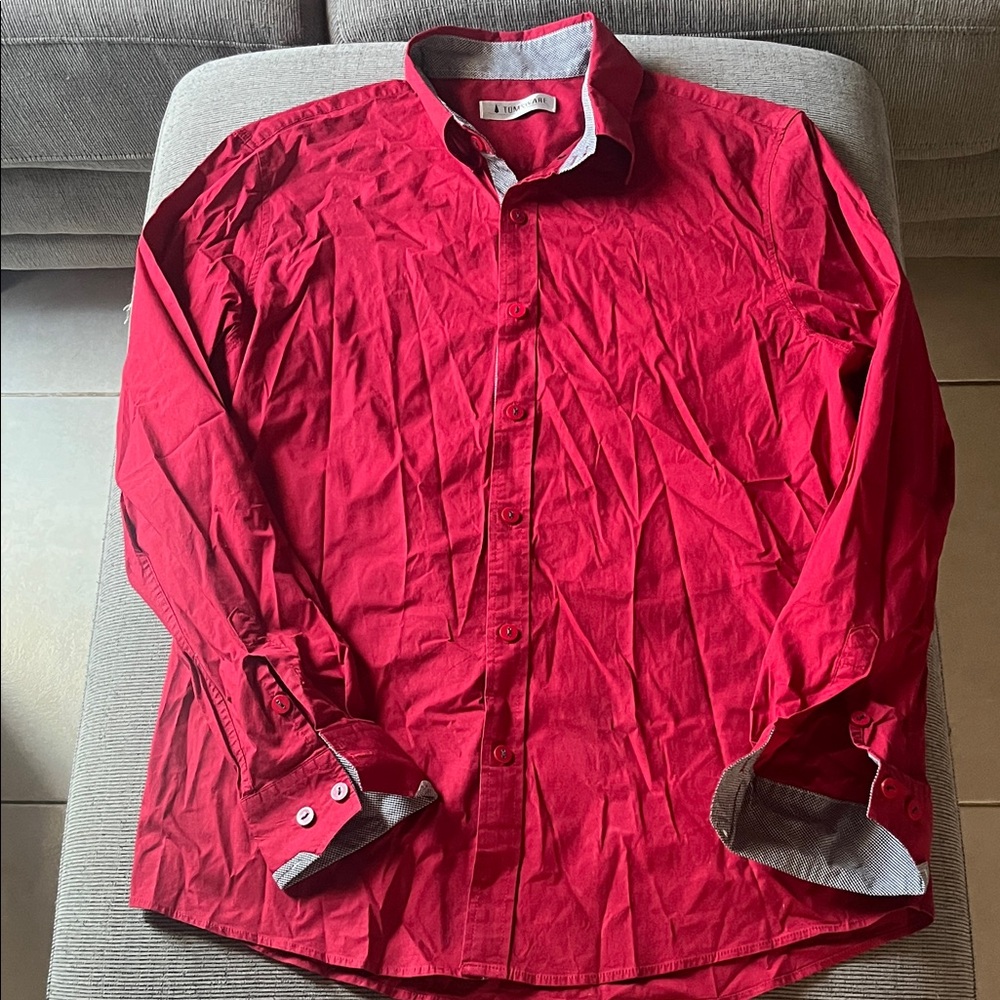 Tomsware Classic Red Men's Button Down Shirt